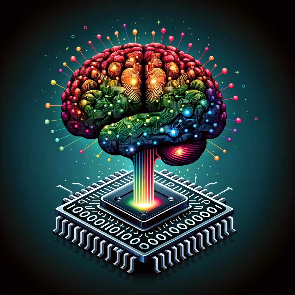 Stylized neural-brain illustration